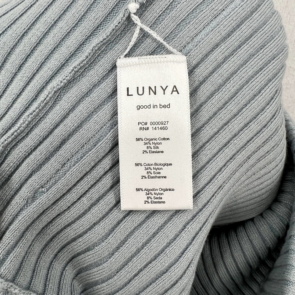 LUNYA Lounge Shorts Womens Large Chilled Blue Cozy Cotton Silk Bike Shorts NEW - Picture 10 of 14